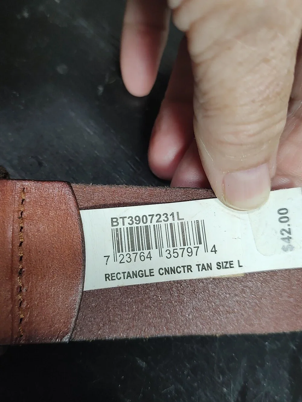 Fossil Women's  Tan/Brown Leather Connector Belt with Brass-Tone Buckle Size L
